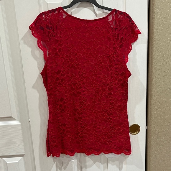 Boston Proper Red Lace Top size XL - Picture 7 of 9